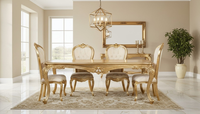 Klassischer Stuhl Esszimmer Beige Essstühle Design klassisch Luxus Stühle
