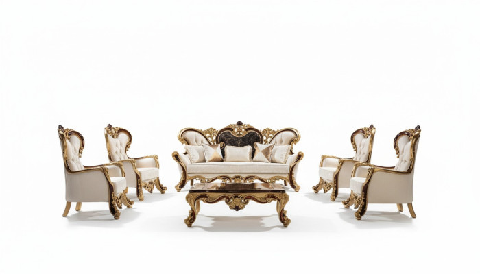 Luxus Sofagarnitur Barock Rokoko Sofa Set 3+3+1+1 Couchtisch