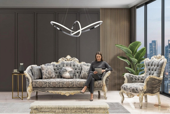 Set 3+1 Sitzer Couchtisch Wohnzimmer Sofagarnitur Klassisch Design Textil