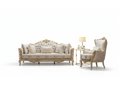 Sofagarnitur 3+1 Sofa Sessel Wohnzimmer Luxus Sof Set Textil Neu