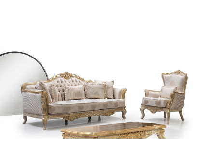 Königliches Sofa Set Wohnzimmer Sessel Couchtisch 3+1 Tisch