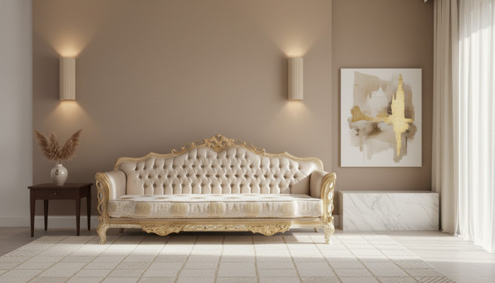 Sofa 3 Sitzer Wohnzimmer Couch Klassiker Design Luxus Sofa Textil Neu