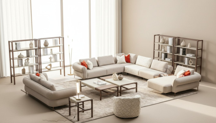 Sofagarnitur 2+1 Sitzer U-Form Sofa Set Wohnzimmer Garnitur Luxus Couchen