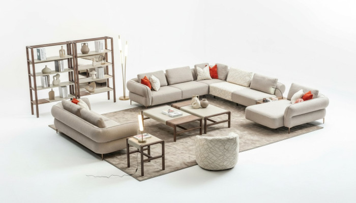 Sofagarnitur 2+1 Sitzer U-Form Sofa Set Wohnzimmer Garnitur Luxus Couchen