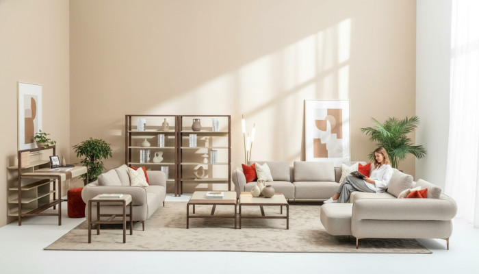 Sofa set Wohnzimmer Polstersofa 3 Sitzer U Form Sofagarnitur Modern