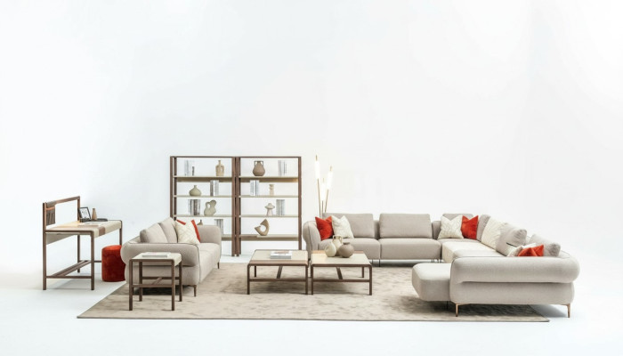 Sofa set Wohnzimmer Polstersofa 3 Sitzer U Form Sofagarnitur Modern