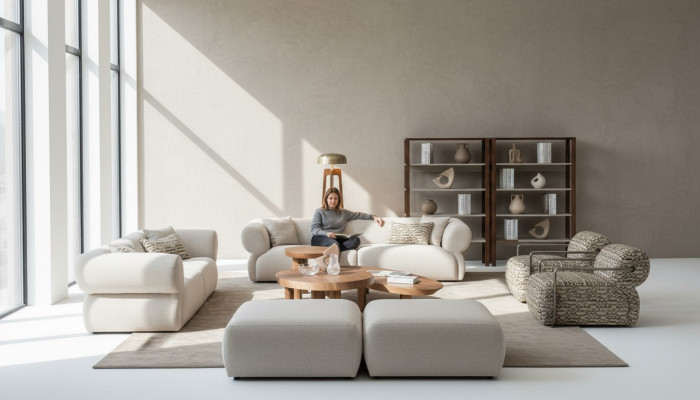 Sofagarnitur 6tlg. Wohnlandschaft Sitzer Hocker Wohnzimmer Set Modern Design