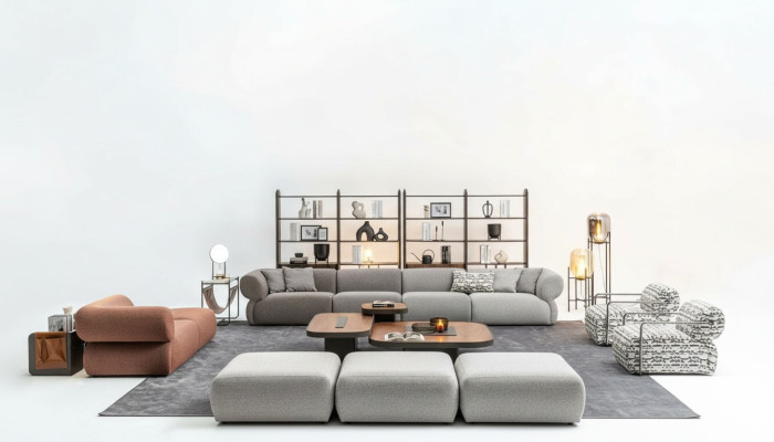 Sofagarnitur Sechssitzer Dreisitzer Hocker Couchen Moderne Garnitur Set