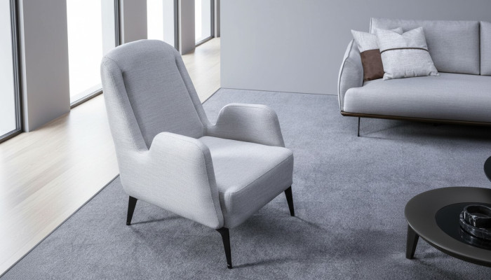 Designer Grauer Sessel Luxus 1 Sitzer Polstersessel Textil Polstersessel