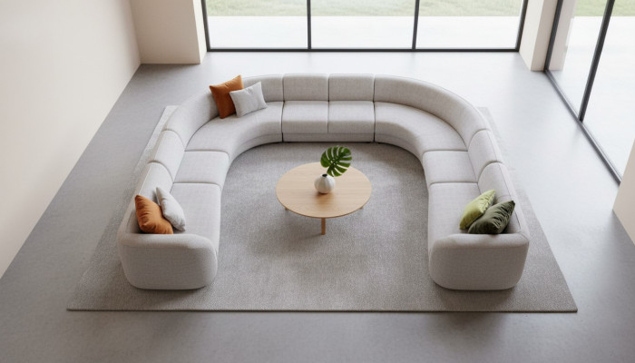 Villen Sofa Ecksofa L-Form Design Polstersofa Stil Textil Wohnlandschaft Grau