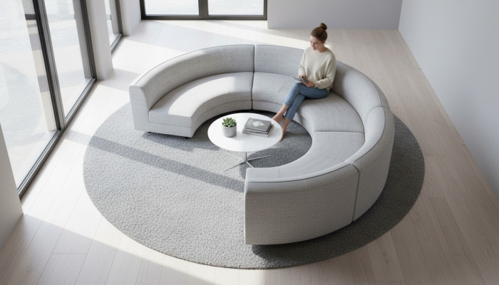 Rundes U-Form Sofa Luxus Design Wohnzimmer Sofa Relax Garnitur