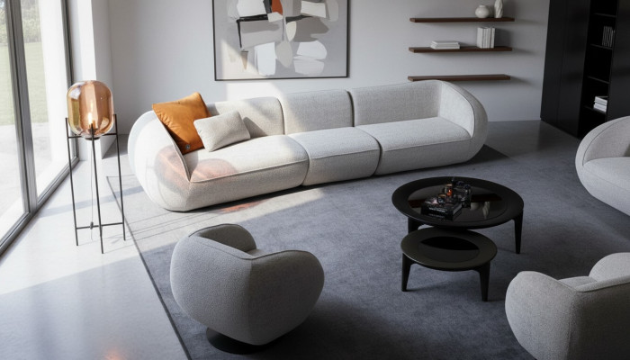 Wohnzimmermöbel Set Fünfsitzer Sessel Polstermöbel Sofa Möbel Design 2tlg