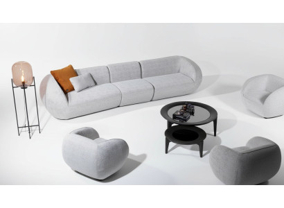 Wohnzimmermöbel Set Fünfsitzer Sessel Polstermöbel Sofa Möbel Design 2tlg