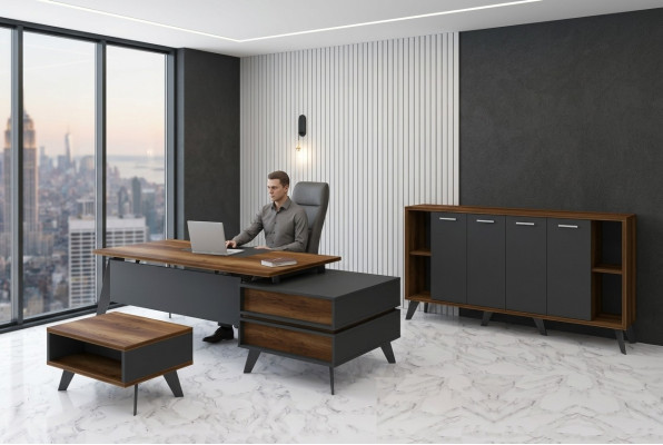 Büromöbel Komplettes Set 3tlg Arbeitszimmermöbel Schreibtisch Schrank