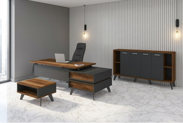 Büromöbel Komplettes Set 3tlg Arbeitszimmermöbel Schreibtisch Schrank
