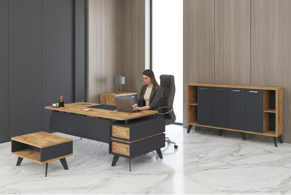 Einrichtung Büro Set Arbeitszimmer Schreibtische Schränke Tisch 4tlg
