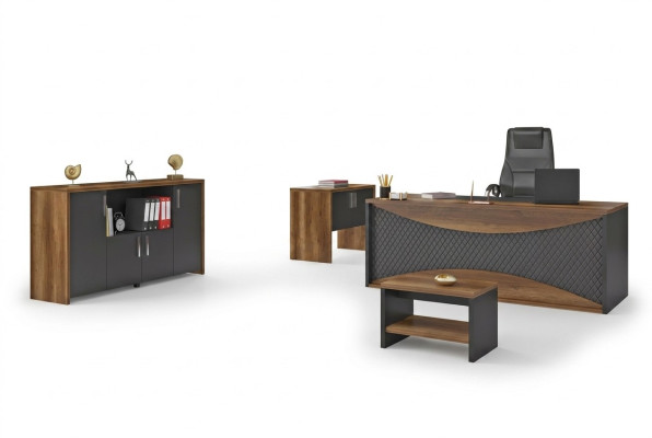 Arbeitszimmer Holzmöbel Büro Set Schreibtisch Aktenschrani Couchtisch