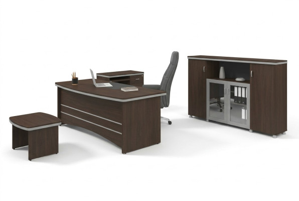Modernes Büro Set Schreibtisch Schrank Beistelltische Komplettes 4tlg