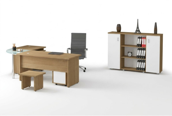 Heller Büromöbel Set Arbeitszimmer Schreibtisch Aktenschrank Tisch