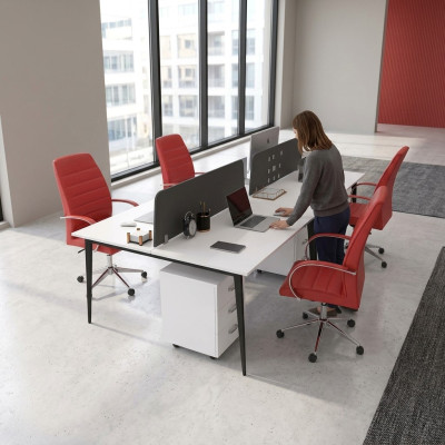 Großer Weißer Arbeitstisch Schreibtischensemble Büroeinrichtung Modern