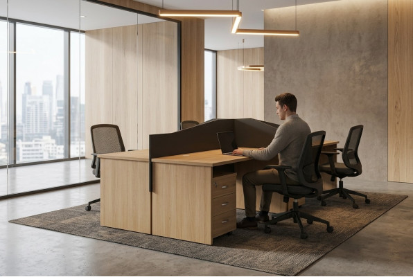 Holzmöbel Büroeinrichtung Großer Schreibtisch Design Arbeitszimmer