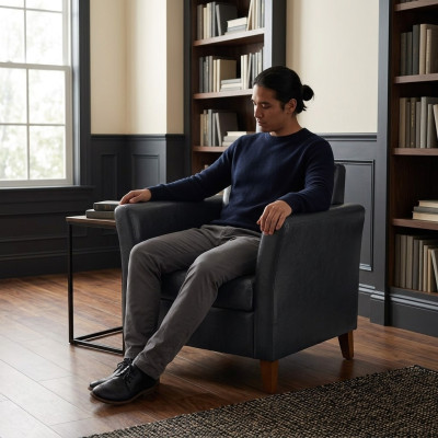 Sessel Schwarz Büro Office Arbeitszimmer Büro Möbel Textil Neu