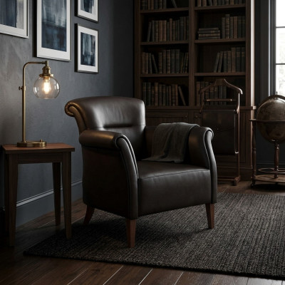 Schwarzer Sessel Büromöbel Luxus Designer Polstersessel Einsitzer Stil