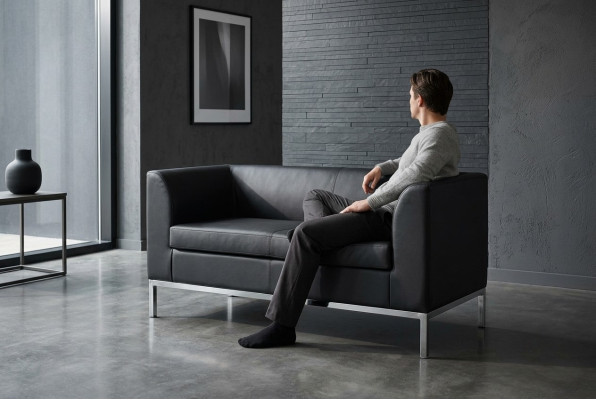 Arbeitszimmer Zweisitzer Schwarzes Textilcouch Büromöbel Sofa