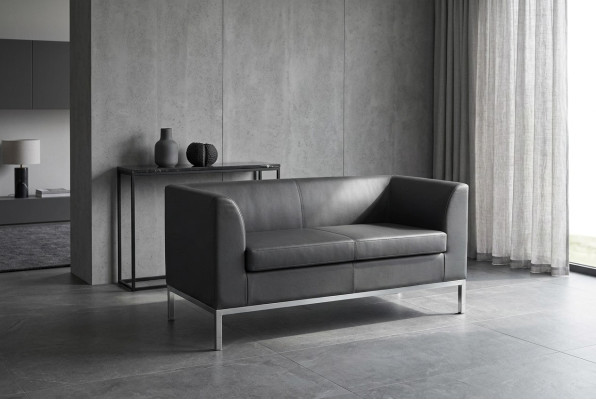 Arbeitszimmer Zweisitzer Schwarzes Textilcouch Büromöbel Sofa