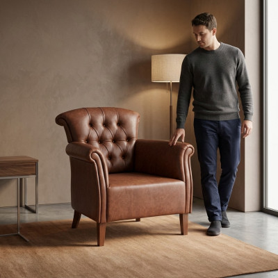 Designer Sessel Braun Luxus Chesterfield Möbel Luxus Büro Chefsessel