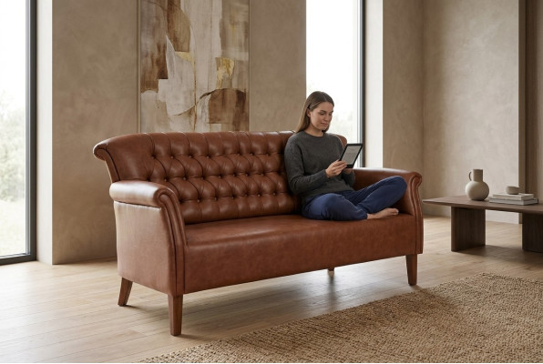 Luxus Dreisitzer Chesterfield Couch Braun Sitzmöbel Moderne Sofas