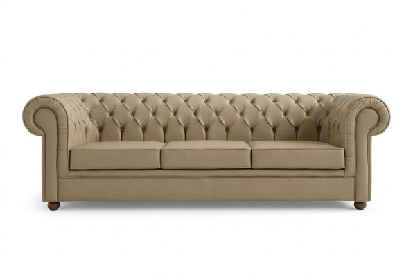 Beiger Chesterfield Dreisitzer Büromöbel Sofa Polstersofas Luxus Möbel