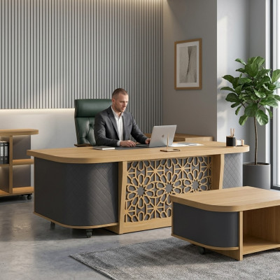 Großer Chefschreibtisch Büromöbel Arbeitszimmer Tisch Moderne Möbel