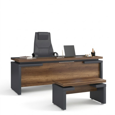 Braun Grauer Schreibtisch 220x90cm Luxus Tisch Chefschreibtisch Büro