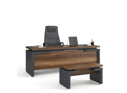 Braun Grauer Schreibtisch 220x90cm Luxus Tisch Chefschreibtisch Büro