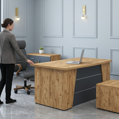 Schreibtisch Büro Möbel Arbeitszimmer Holz Computertisch Office Tisch