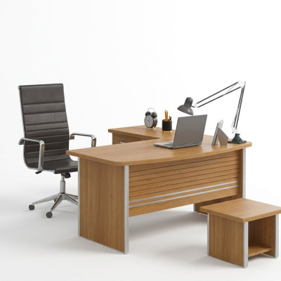 Hellbrauner Eckschreibtisch Büromöbel Luxus Office Einrichtung Design