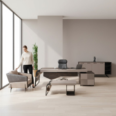 Luxus Arbeitszimmer Eckschreibtisch Designer Möbel Büromöbel Tische Schreibtisch
