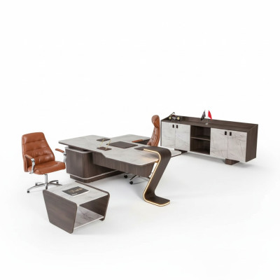 Möbel Luxus Büroeinrichtung Komplettes Set Tisch Schrank 3tlg Kanzlei