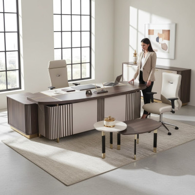 Moderne Arbeitszimmer Einrichtung Büromöbel Designer Office Möbel 3tlg