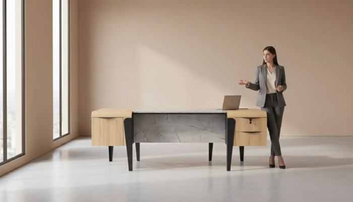 Moderner Arbeitszimmer Chefschreibtisch Arbeitszimmermöbel Büro Luxus Tisch
