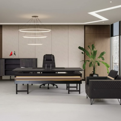 Holz Eckschreibtisch Modern Arbeitzimmer Designer Büro Office Möbel Neu