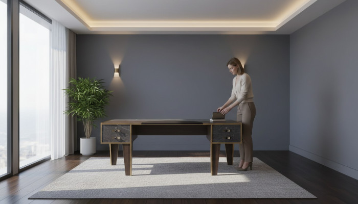 Schreibtisch Mit Schubladen Arbeitszimmermöbel Tisch Luxus Office 220x95