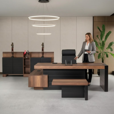 Eckschreibtisch 240cm Tisch Möbel Office Büromöbel Designer Schreibtisch