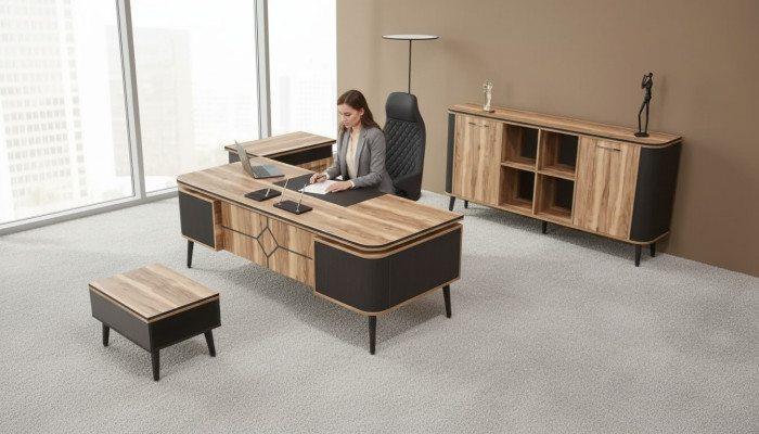 Holz Schreibtisch Arbeitzimmer Büro Möbel Designer Möbel 220x90 Tisch