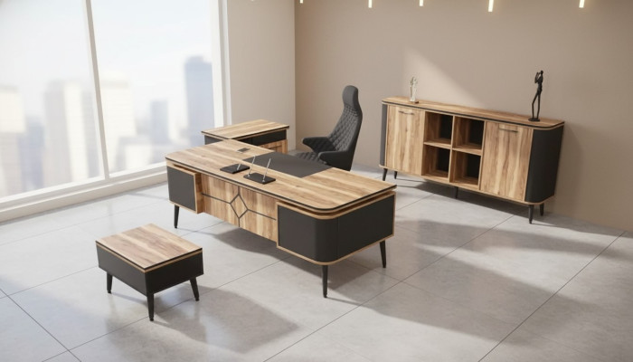 Holz Schreibtisch Arbeitzimmer Büro Möbel Designer Möbel 220x90 Tisch