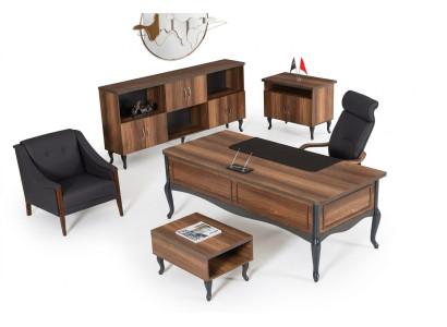 Arbeitzimmer Schreibtisch Luxus Design Tisch Büro Office Möbel Chefschreibtisch