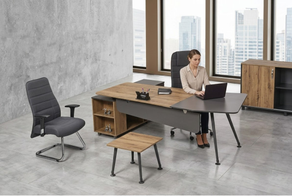 Eckschreibtisch Tisch Büro Tische Schreibtische 2tlg Möbel Chefschreibtisch