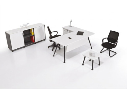 Weißer Eckschreibtisch Arbeitszimmermöbel Büroschrank Couchtisch Tisch 3tlg