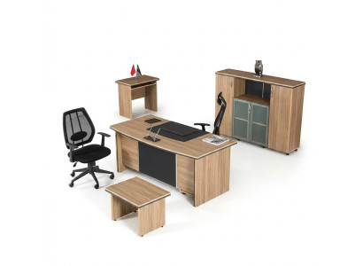 Luxus Büroeinrichtung Schreibtisch Regale Beistelltisch Aktenschrank 4tlg